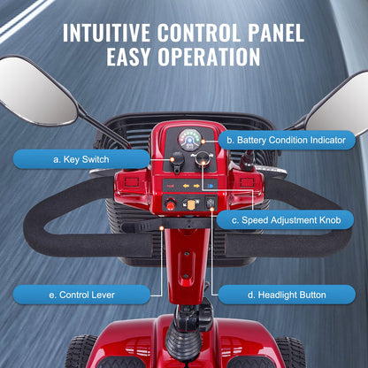 VEVOR Heavy-Duty 4 Wheel Mobility Scooter for Adults & Seniors - Folding Electric Powered Mobility Scooter & 12 Mile Long Range, All Terrain Travel Scooter with 9° Climbing Capacity, 265lb Capacity - CXZDZXCHS4L2QK74GV5 - view 7