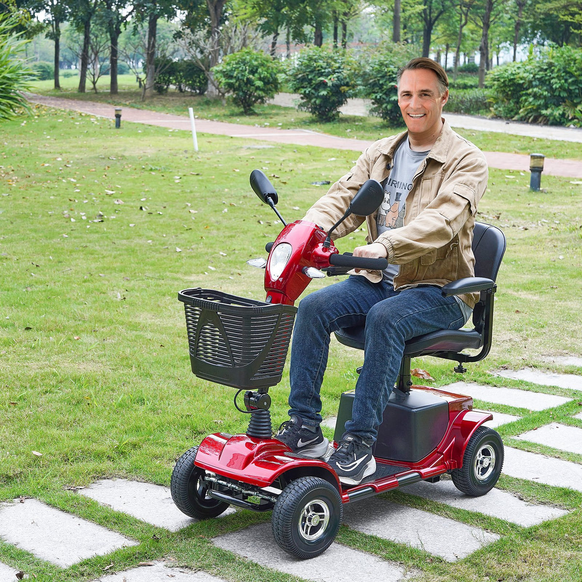 VEVOR Heavy-Duty 4 Wheel Mobility Scooter for Adults & Seniors - Folding Electric Powered Mobility Scooter & 12 Mile Long Range, All Terrain Travel Scooter with 9° Climbing Capacity, 265lb Capacity - CXZDZXCHS4L2QK74GV5 - view 9
