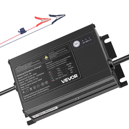 VEVOR Marine Battery Charger, 1-Bank, 5A 12V Onboard Boat Charger, IP68 Waterproof Smart On-Board Battery Charger, for Lithium-Ion (LiFePO4), NCM, Lead-Acid Batteries, Large Boat, Yacht, RV, Trailer - CYCDQ5A1FL00YMIYP001V5 - view 1