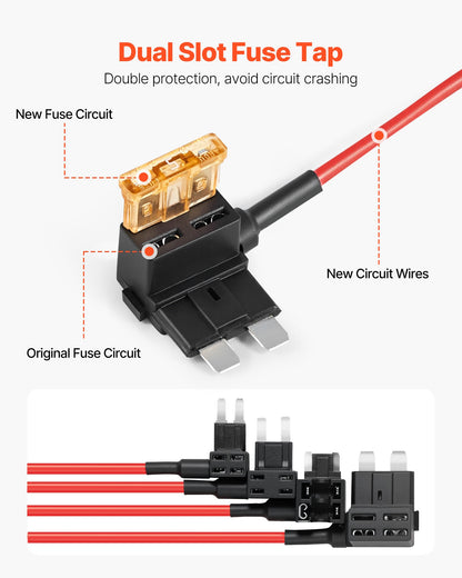 VEVOR Fuse Tap, 24 Packs, 4 Types 12V Car Add-a-Circuit Fuse Tap Adapter, Standard Mini Micro2 and Low Profile Mini Blade Fuses Holder, ATO ATC ATM Fuses Adapter Jumper for Cars Trucks Boats - CYCPSBXS24JTJL7YF001V9 - view 4