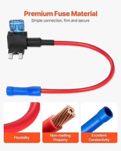 VEVOR Fuse Tap, 24 Packs, 4 Types 12V Car Add-a-Circuit Fuse Tap Adapter, Standard Mini Micro2 and Low Profile Mini Blade Fuses Holder, ATO ATC ATM Fuses Adapter Jumper for Cars Trucks Boats - CYCPSBXS24JTJL7YF001V9 - view 5