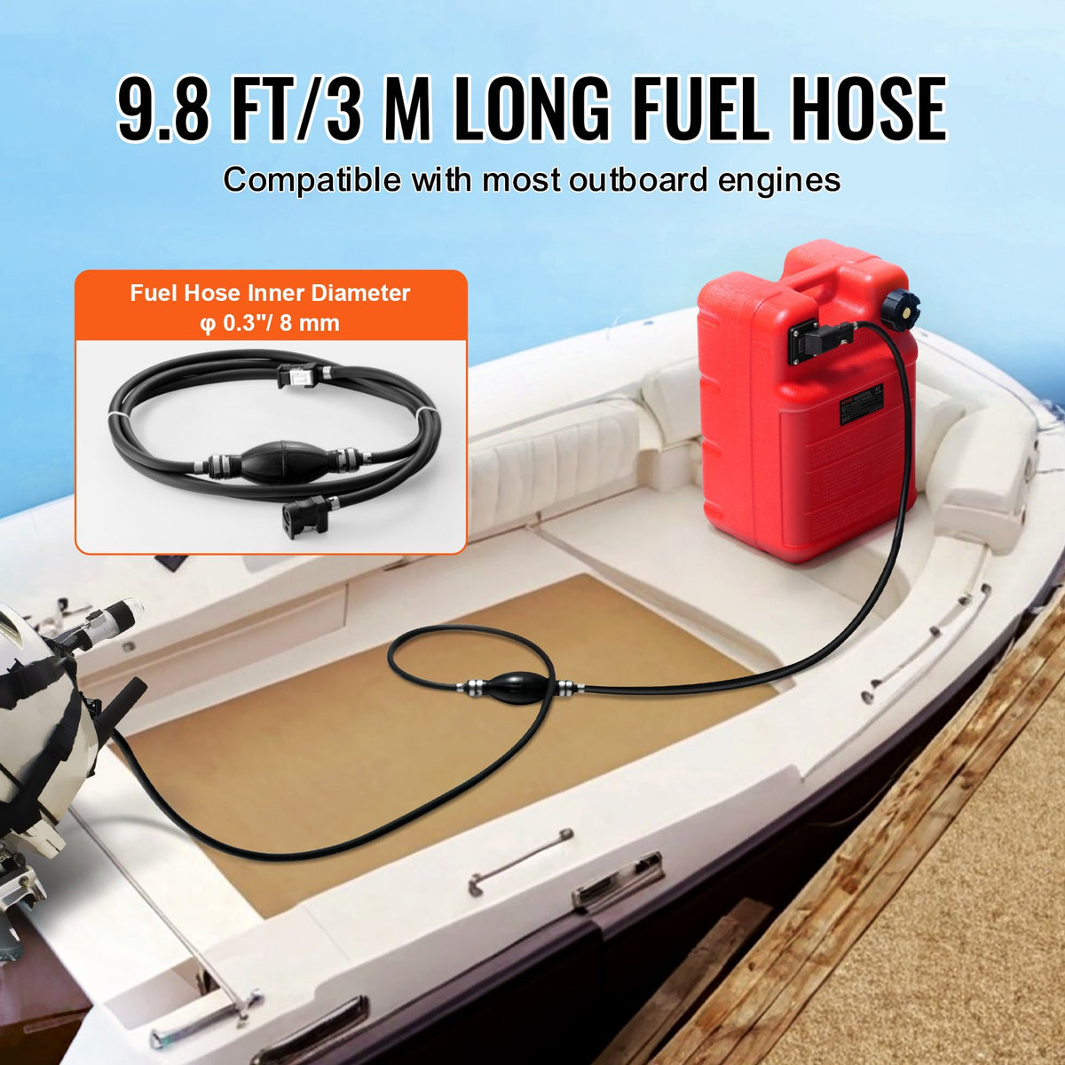 VEVOR Marine Tank, 6.34-Gallon/24-L Marine Portable Tank Outboard Marine Boat Transfer Tank with 9.8ft Hose, Gauge for Outboard Engine Boats, Yacht, Fishing Boat, Deck Boat, Red - CYCYXLS6GAL0N38MBV0 - view 4