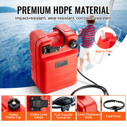 VEVOR Marine Tank, 6.34-Gallon/24-L Marine Portable Tank Outboard Marine Boat Transfer Tank with 9.8ft Hose, Gauge for Outboard Engine Boats, Yacht, Fishing Boat, Deck Boat, Red - CYCYXLS6GAL0N38MBV0 - view 6