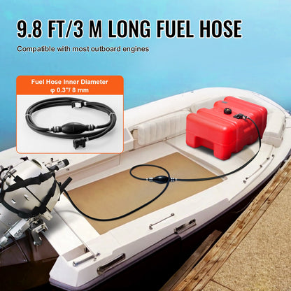 VEVOR Portable Fuel Tank, 12 Gallon/55L, Plastic Outboard Marine Tank with Hose, Easy to Carry for Yacht, Fishing, Deck Boats, Red - CYCYXWS12GAL1MPLHV0 - view 4