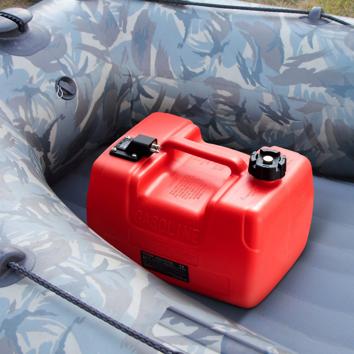 VEVOR Boat Fuel Tank, 3.17-Gallon/12-L Marine Outboard Transfer Tank, Transfer Tank with 9.8ft Hose, Gauge for Outboard Engine, Yacht, Fishing Boat, Deck, Red - CYCYXWS3GAL0FPMRNV0 - view 9