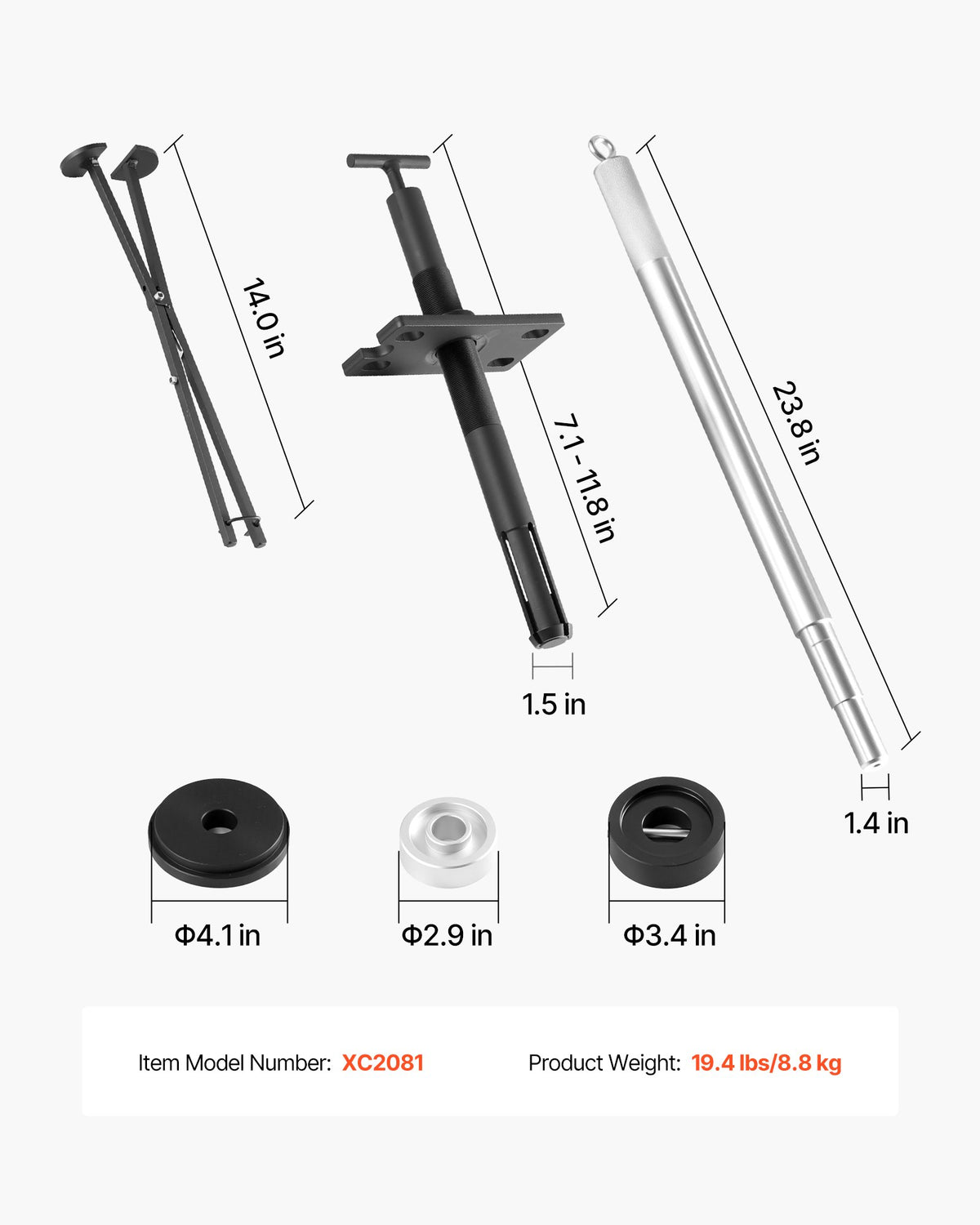 VEVOR Mercruiser Alignment Tool & Gimbal Bearing Puller Set, Compatible with Mercruisers, OMC, Volvo Cobra Bell Housings, Engine Alignment Bearing Puller Seal Bellow Expander Tools Puller Installer - CYFDJBWGGJHSVOWVK001V0 - view 8