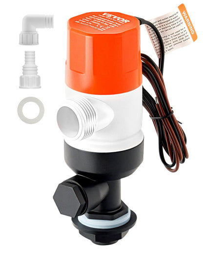 VEVOR Livewell Pump for Boat, 12V 1100 GPH Straight Livewell Aerator Pump with Dual Inlet, ABA Housing & Detachable Motor Cartridge, Corrosion-Resistant Livewell/Baitwell Pump for Freshwater Saltwater - CYHSB1100GPHWGS9YV9 - view 1