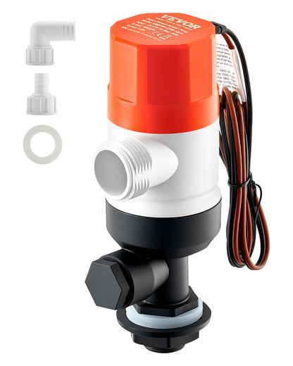 VEVOR Livewell Pump for Boat, 12V 500 GPH Straight Livewell Aerator Pump with Dual Inlets, ABA Housing & Detachable Motor Cartridge, Corrosion-Resistant Livewell/Baitwell Pump for Freshwater Saltwater - CYHSB500GPHZPKUIQV9 - view 1