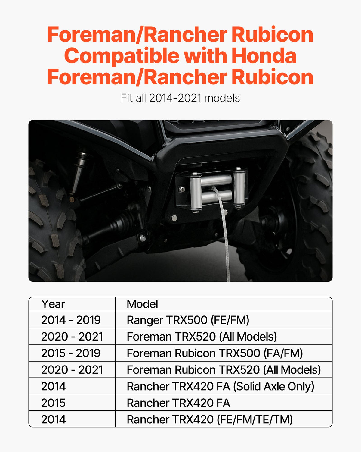 VEVOR Winch Mount, Winch Capacity of 2000-3600 lbs, Trailer Hitch Winch Mount for Select Honda Foreman and Rancher Rubicon Models (2014-2021), 2 Mounting Hole Design, Powder Coated Steel, Black - CYJPAZZJHONDQ2AMT001V0 - view 3