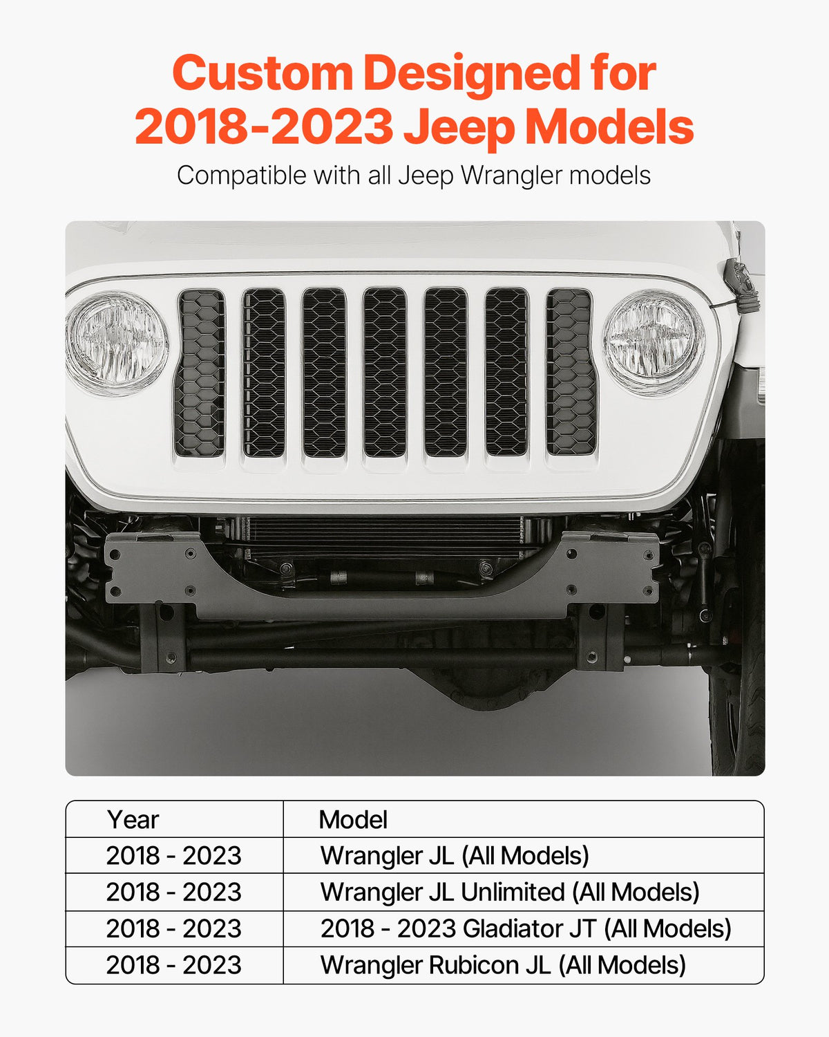 VEVOR Winch Mount, Winch Capacity of 12000 lbs / 5443 kg, Trailer Hitch Winch Mount for Select Jeep Wrangler JL/JLU & Gladiator JT Model (2018-2023), 2 Mounting Hole Design, Powder Coated Steel, Black - CYJPAZZJJEEPCD8OY001V0 - view 3