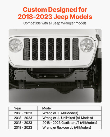 VEVOR Winch Mount, Winch Capacity of 12000 lbs / 5443 kg, Trailer Hitch Winch Mount for Select Jeep Wrangler JL/JLU & Gladiator JT Model (2018-2023), 2 Mounting Hole Design, Powder Coated Steel, Black - CYJPAZZJJEEPCD8OY001V0 - view 3