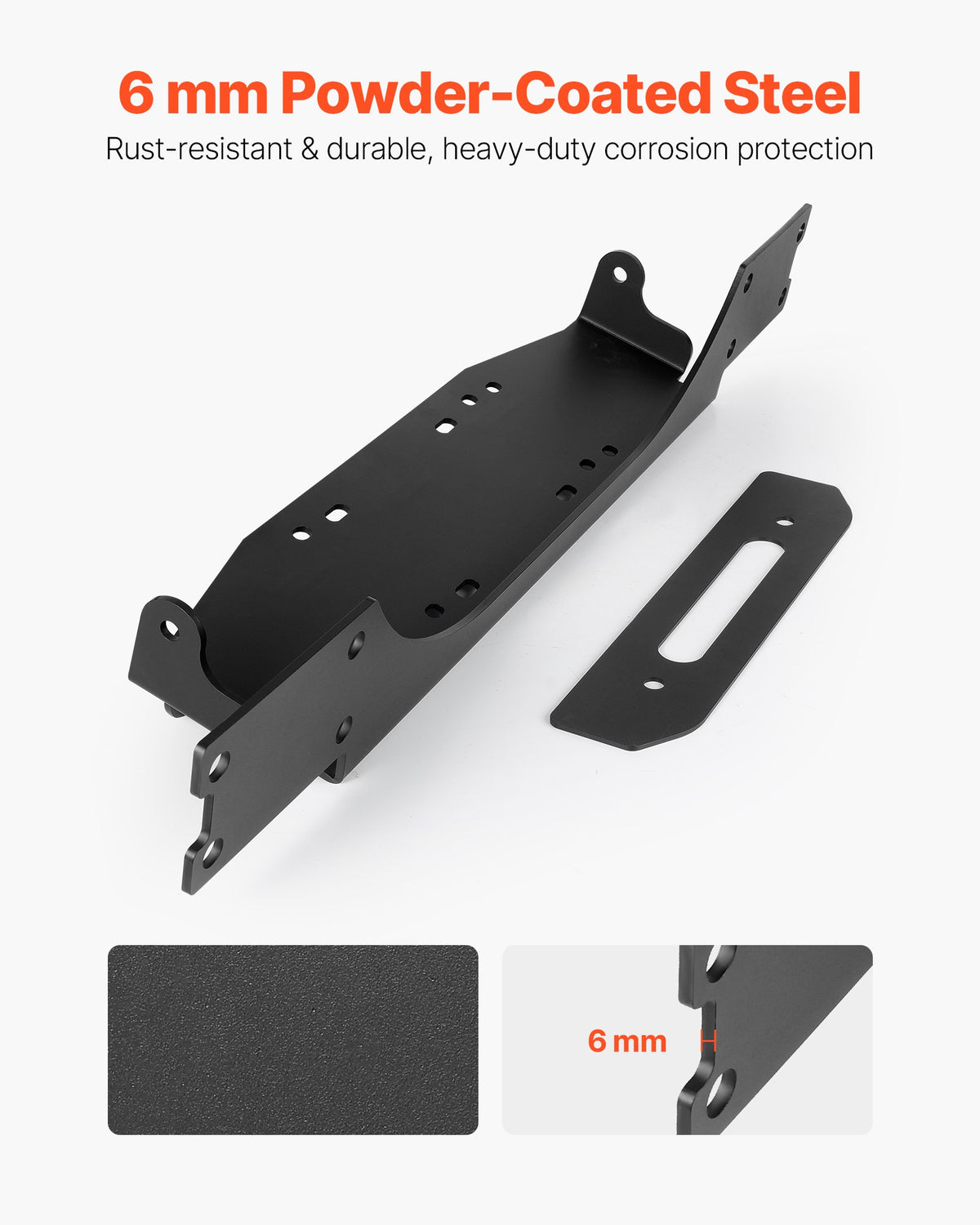 VEVOR Winch Mount, Winch Capacity of 12000 lbs / 5443 kg, Trailer Hitch Winch Mount for Select Jeep Wrangler JL/JLU & Gladiator JT Model (2018-2023), 2 Mounting Hole Design, Powder Coated Steel, Black - CYJPAZZJJEEPCD8OY001V0 - view 5