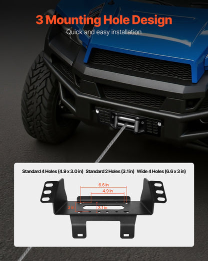 VEVOR Winch Mount, Winch Capacity of 907-1633 kg, Trailer Hitch Winch Mount for Select Polaris Ranger Models (2010-2021), 3 Mounting Hole Design, Powder Coated Steel, Fit for Muddy Road Rescue - CYJPAZZJPOLATO4WX001V0 - view 6