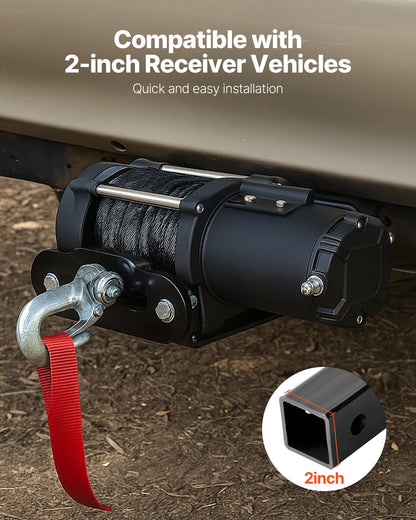 VEVOR Winch Mount, 3600 lbs / 1633 kg Load Capacity, Trailer Hitch Winch Mount with 2-inch Receiver, 2/4 Winch Bolt Holes, Powder Coated Steel, Suitable for ATV UTV Pickup Truck, Black - CYJPAZZJTYXCD7MD3001V0 - view 5