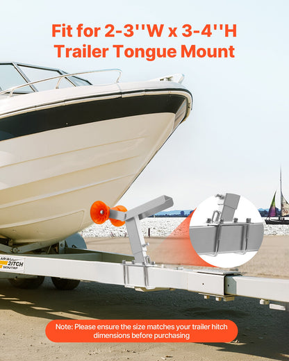 VEVOR Boat Trailer Winch Stand with Roller, Adjustable Height 14.3-21.6 Inches, Boat Winch Mount with U-Bolts for 2-3 Inches W x 3-4 Inches H Trailer Tongue, Fit for Jet Ski, Sailboat, Speedboat - CYJPZJZZJ00032G30001V0 - view 4