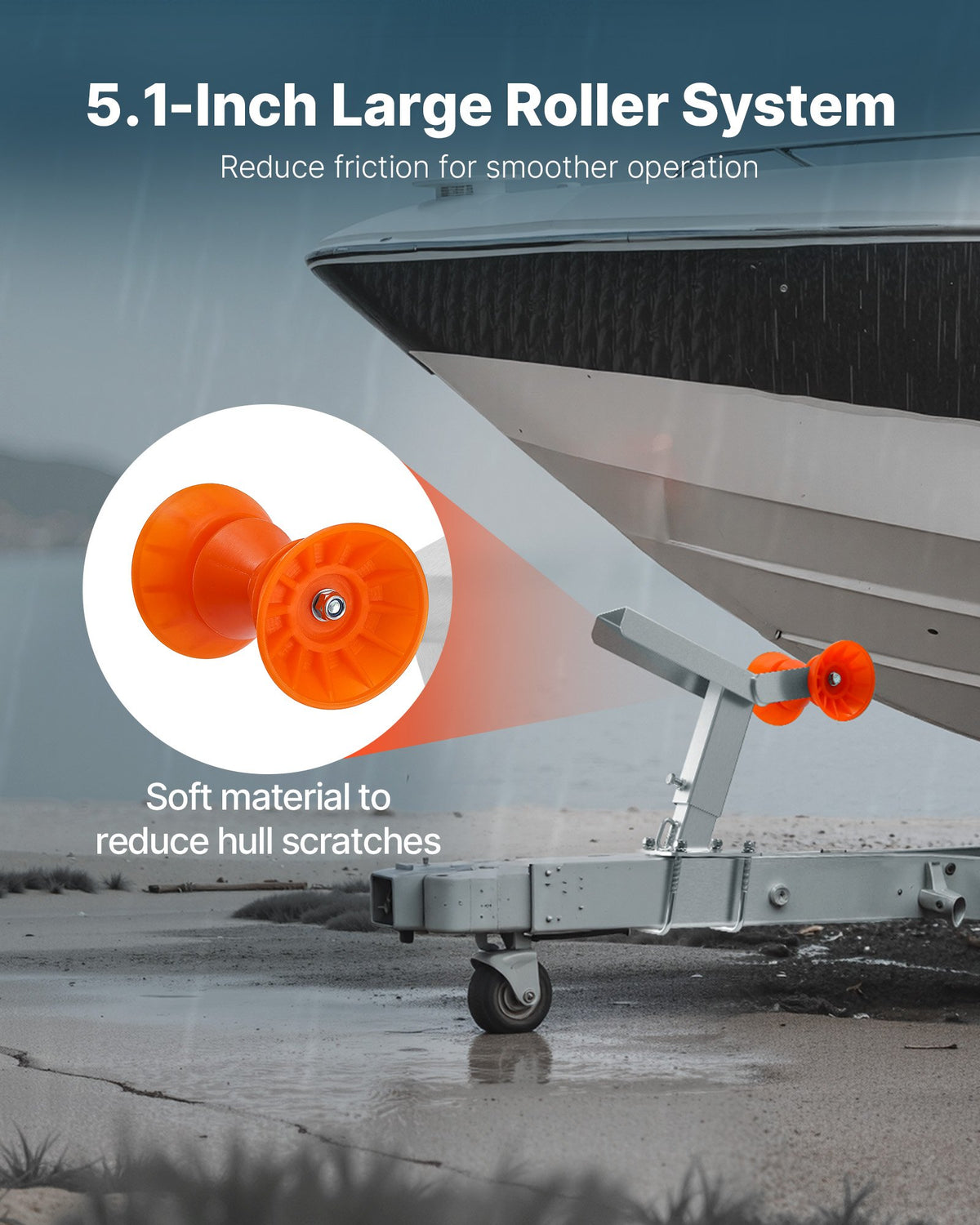 VEVOR Boat Trailer Winch Stand with Roller, Adjustable Height 14.3-21.6 Inches, Boat Winch Mount with U-Bolts for 2-3 Inches W x 3-4 Inches H Trailer Tongue, Fit for Jet Ski, Sailboat, Speedboat - CYJPZJZZJ00032G30001V0 - view 5