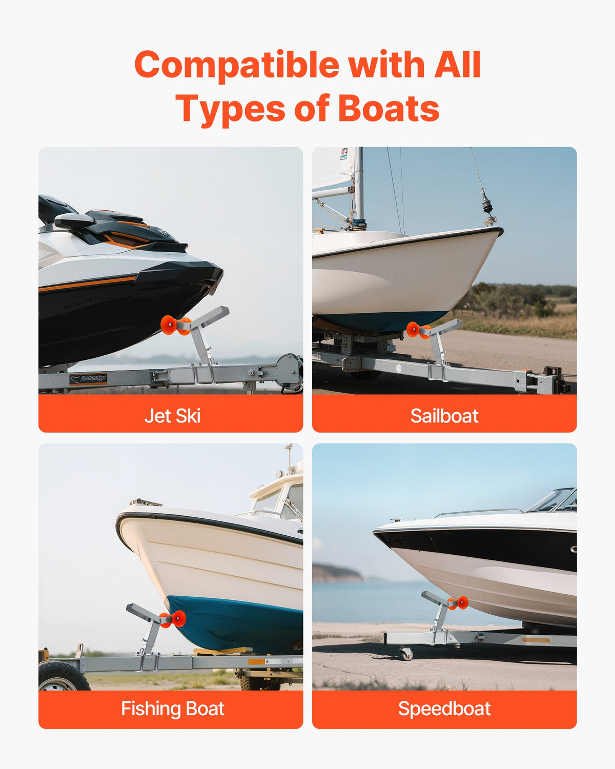 VEVOR Boat Trailer Winch Stand with Roller, Adjustable Height 14.3-21.6 Inches, Boat Winch Mount with U-Bolts for 2-3 Inches W x 3-4 Inches H Trailer Tongue, Fit for Jet Ski, Sailboat, Speedboat - CYJPZJZZJ00032G30001V0 - view 7