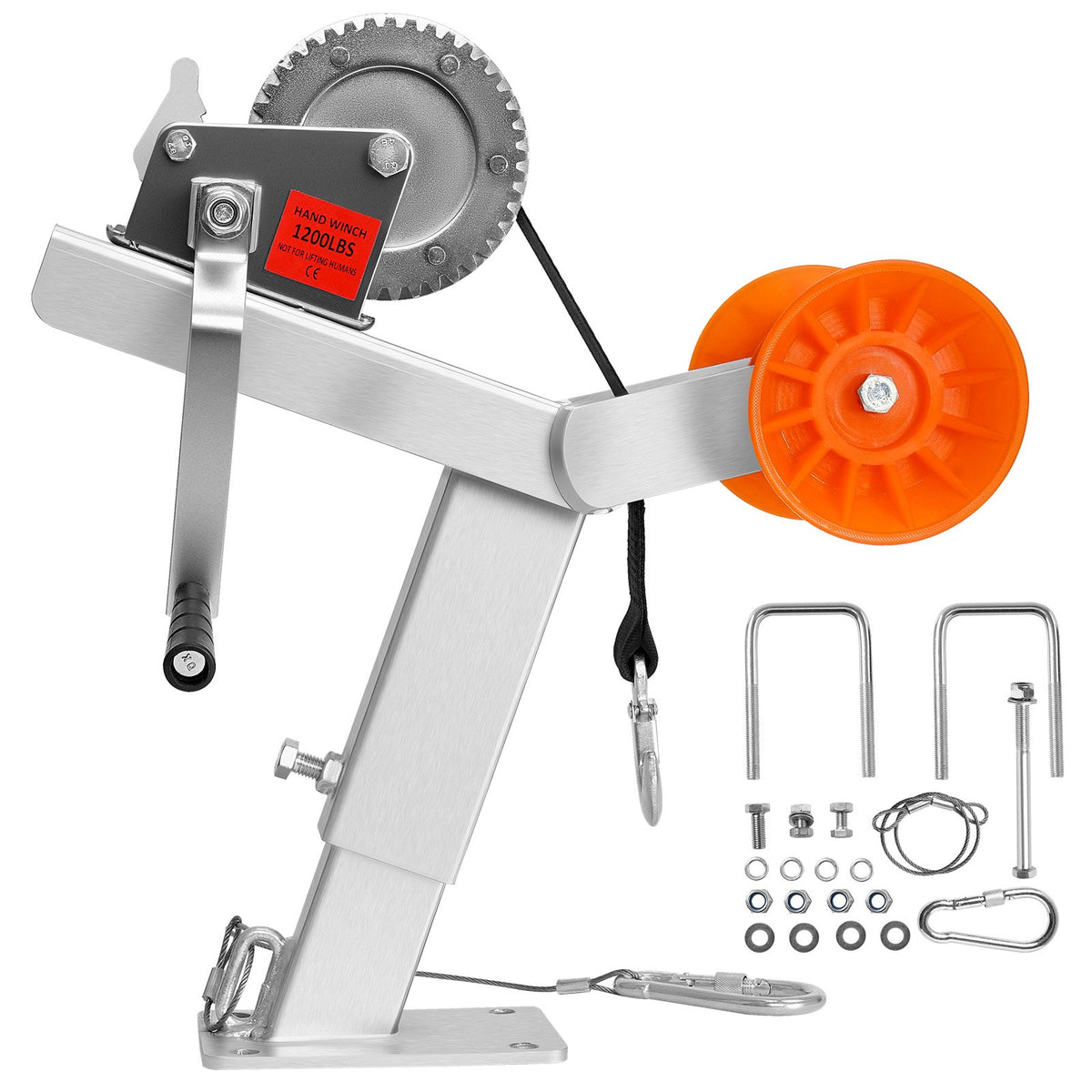 VEVOR Boat Trailer Winch Stand with Roller, 1200 lbs Winch & 2 in x 25 ft Winch Strap, Boat Winch Mount with U-Bolt for 2-3 Inches W x 3-4 Inches H Trailer Tongue, Fit for Jet Ski, Sailboat, Speedboat - CYJPZJZZJDJPQJNU5001V0 - view 1
