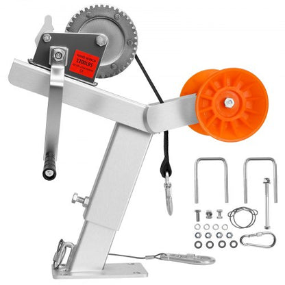 VEVOR Boat Trailer Winch Stand with Roller, 1200 lbs Winch & 2 in x 25 ft Winch Strap, Boat Winch Mount with U-Bolt for 2-3 Inches W x 3-4 Inches H Trailer Tongue, Fit for Jet Ski, Sailboat, Speedboat - CYJPZJZZJDJPQJNU5001V0 - view 2