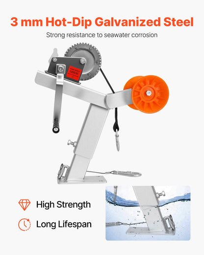 VEVOR Boat Trailer Winch Stand with Roller, 1200 lbs Winch & 2 in x 25 ft Winch Strap, Boat Winch Mount with U-Bolt for 2-3 Inches W x 3-4 Inches H Trailer Tongue, Fit for Jet Ski, Sailboat, Speedboat - CYJPZJZZJDJPQJNU5001V0 - view 4