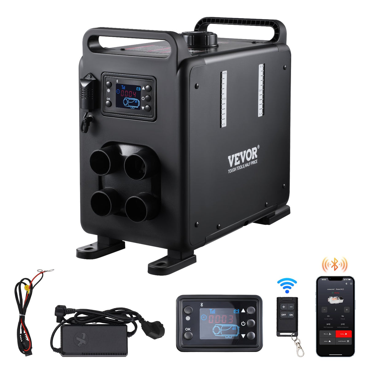 VEVOR 8KW Diesel Heater, 12V/24V All in One Diesel Air Heater, Bluetooth APP Control, Remote Control and Display Screen, CO Alarm, Fast Heating Vertical Portable Diesel Heater for Vehicles, Garage - CYJRQDDKLS8KOS4H9V1 - view 1