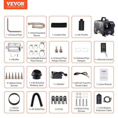 VEVOR 8KW Diesel Heater, 12V/24V All in One Diesel Air Heater, Bluetooth APP Control, Remote Control and Display Screen, CO Alarm, Fast Heating Horizontal Portable Diesel Heater for Vehicles, Garage - CYJRQDDKWS8KHTGEXV1 - view 8