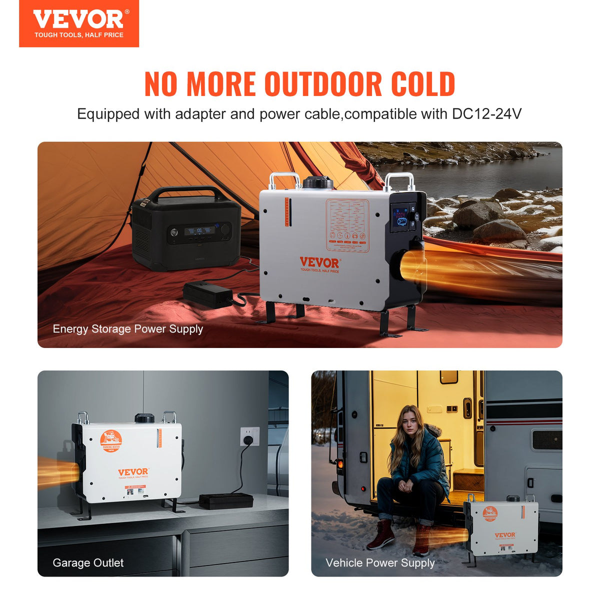 VEVOR 2KW Diesel Heater, 12V/24V All in One Diesel Air Heater, with Bluetooth APP Control, Remote Control and Display Screen, CO Alarm, Fast Heating Portable Diesel Heater for Vehicles and Outdoors - CYJRQHWKLS2KWXH0UV1 - view 3