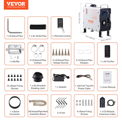 VEVOR 2KW Diesel Heater, 12V/24V All in One Diesel Air Heater, with Bluetooth APP Control, Remote Control and Display Screen, CO Alarm, Fast Heating Portable Diesel Heater for Vehicles and Outdoors - CYJRQHWKLS2KWXH0UV1 - view 8