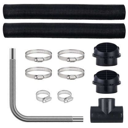 VEVOR Diesel Heater Pipe Ducting Set, 3" Extendable Air Duct Hose, 1" Stainless Steel Exhaust Pipe, 2 Air Vents, Tee Air Outlet Connector and Hose Clamps, for 5KW/8KW Diesel Parking Heaters - CYJRQPJ5KW8K2FCIDV0 - view 10