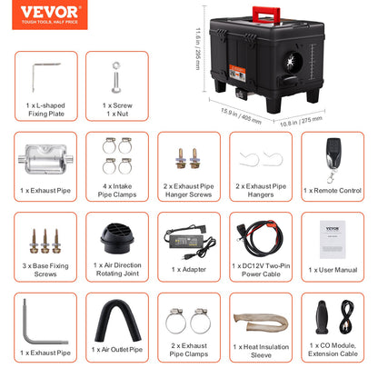 VEVOR 8KW Diesel Heater, 12V/24V All in One Diesel Air Heater, with Bluetooth APP Control, Remote Control and Display Screen, CO Alarm, Fast Heating Portable Diesel Heater for Vehicles and Garage - CYJRQPPKGJXSC4ODWV1 - view 8