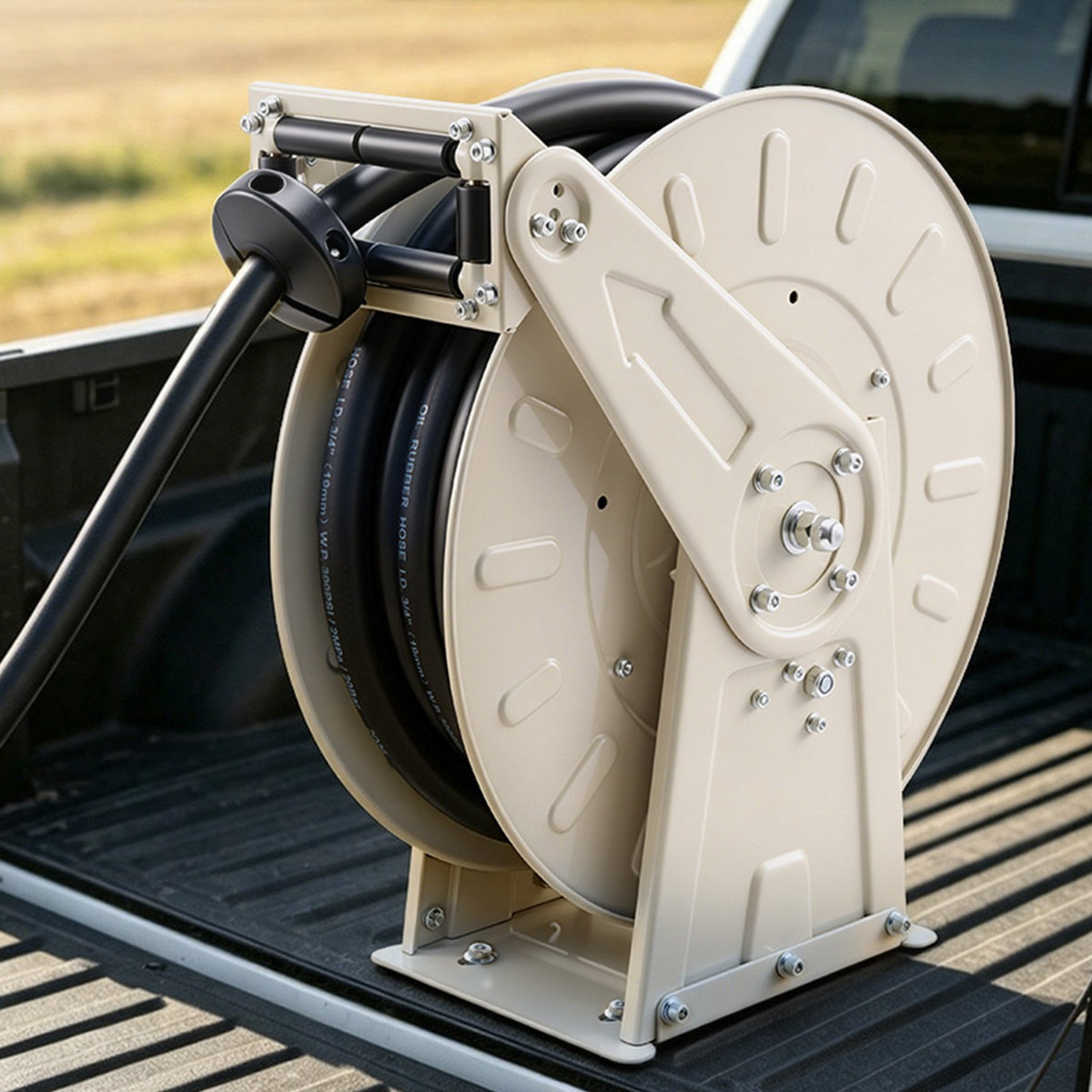 VEVOR Fuel Hose Reel, 3/4 inch x 33 ft Retractable, Spring Driven Auto Swivel Rewind, 300 PSI, Heavy-Duty Carbon Steel Construction with Industrial Grade Rubber Hose, for Diesel Fuel, Kerosene - CYRGJPDDK33FWCPLG001V0 - view 9