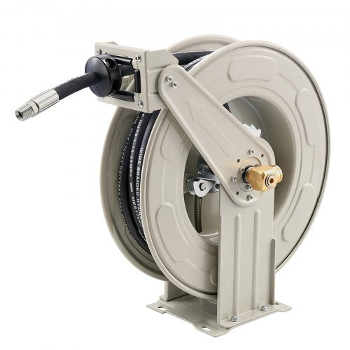VEVOR Oil Hose Reel, 1/2 inch x 50 ft Retractable, Spring Driven Auto Swivel Rewind, Max 3625 PSI, Heavy-Duty Carbon Steel Construction with Steel Wire Braided Hose, for Engine / Gear / Hydraulic Oil - CYRGJPDDK50F8JNYY001V0 - view 2