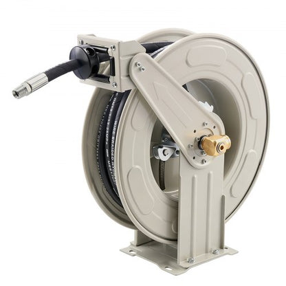 VEVOR Oil Hose Reel, 1/2 inch x 50 ft Retractable, Spring Driven Auto Swivel Rewind, Max 3625 PSI, Heavy-Duty Carbon Steel Construction with Steel Wire Braided Hose, for Engine / Gear / Hydraulic Oil - CYRGJPDDK50F8JNYY001V0 - view 2