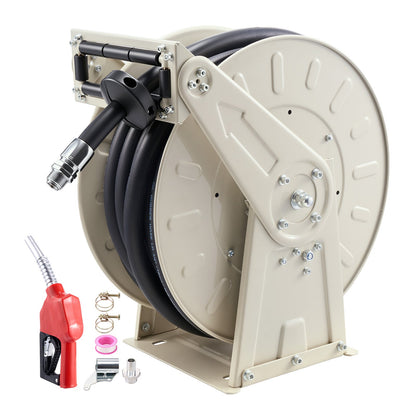 VEVOR Fuel Hose Reel, 3/4 inch x 66 ft Retractable, Spring Driven Auto Swivel Rewind, 300 PSI, Heavy-Duty Carbon Steel Construction with Industrial Grade Rubber Hose, for Diesel Fuel, Kerosene - CYRGJPDDK66FL8QKV001V0 - view 1