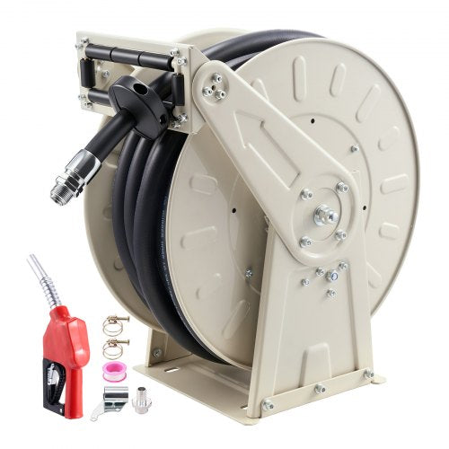 VEVOR Fuel Hose Reel, 3/4 inch x 66 ft Retractable, Spring Driven Auto Swivel Rewind, 300 PSI, Heavy-Duty Carbon Steel Construction with Industrial Grade Rubber Hose, for Diesel Fuel, Kerosene - CYRGJPDDK66FL8QKV001V0 - view 2