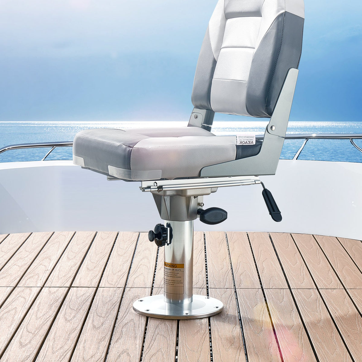 VEVOR Boat Seat Pedestal, Adjustable Height from 13.39 to 19.2 Inches, Aluminum Alloy Boat Chair Base with Slide, 5-inch Sliding Travel, Locking Design, Ideal for Fishing and Boating Enthusiasts - CYZYKDJLZDZDJ6GU5001V0 - view 9