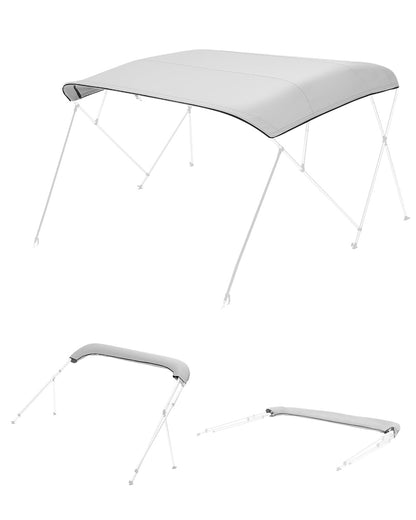 VEVOR 4 Bow Bimini Top Replacement Cover, 8 ft Long, Durable 600D Marine Grade Waterproof Sun Shade Boat Canopy with Storage Boot, Easy Install Zipper Sleeve Awning, 96"L x (91"-96")W, Gray (No Frame) - CYZYPDPTHJ960GXJX001V0 - view 1