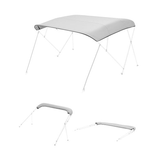 VEVOR 4 Bow Bimini Top Replacement Cover, 8 ft Long, Durable 600D Marine Grade Waterproof Sun Shade Boat Canopy with Storage Boot, Easy Install Zipper Sleeve Awning, 96"L x (91"-96")W, Gray (No Frame) - CYZYPDPTHJ960GXJX001V0 - view 2