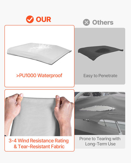VEVOR 4 Bow Bimini Top Replacement Cover, 8 ft Long, Durable 600D Marine Grade Waterproof Sun Shade Boat Canopy with Storage Boot, Easy Install Zipper Sleeve Awning, 96"L x (91"-96")W, Gray (No Frame) - CYZYPDPTHJ960GXJX001V0 - view 4