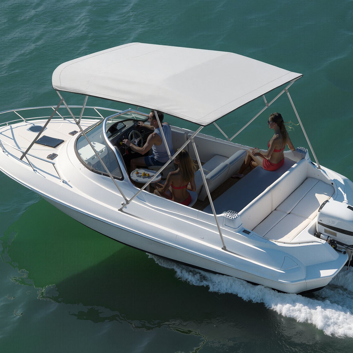 VEVOR 4 Bow Bimini Top Replacement Cover, 8 ft Long, Durable 600D Marine Grade Waterproof Sun Shade Boat Canopy with Storage Boot, Easy Install Zipper Sleeve Awning, 96"L x (91"-96")W, Gray (No Frame) - CYZYPDPTHJ960GXJX001V0 - view 9