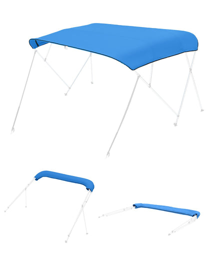 VEVOR 4 Bow Bimini Top Replacement Cover, 8 ft Long, Durable 600D Marine Grade Waterproof Sun Shade Boat Canopy with Storage Boot, Easy Install Zipper Sleeve Awning, 96"L x (91"-96")W, Blue (No Frame) - CYZYPDPTHJ96QQONR001V0 - view 1