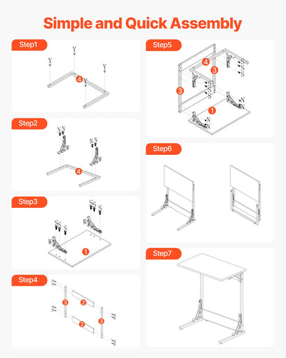 VEVOR C Table, Folding C Shaped End Table with Metal Frame & Adjustable Feet, Foldable C Shaped Side Table for Living Room Bedroom Office, 23.62 x 14.57 x 27.56 inch C Shaped TV Tray, Brown and Black - CZBHB24INCHBNUD8N001V0 - view 6