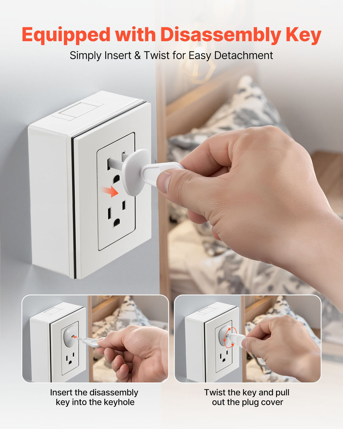 VEVOR Outlet Covers, 70 Pack, Plug Covers for Electrical Outlets, Secure Electric Socket Protector Caps with Shock Prevention, Easy Installation, Insulated ABS