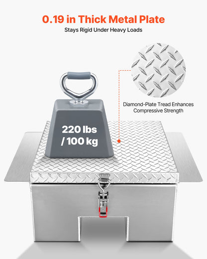 VEVOR Truck Bed Tool Box, Heavy Duty Aluminum Tool Box with Diamond Plate, Storage Toolbox Chest Organizer Supports up to 220 lbs, Ideal for Pickup, Truck Bed, RV, Trailer, 30.3 x 24 x 12.2 in, Silver - CZGJX24INCHYPX1GN001V0 - view 3