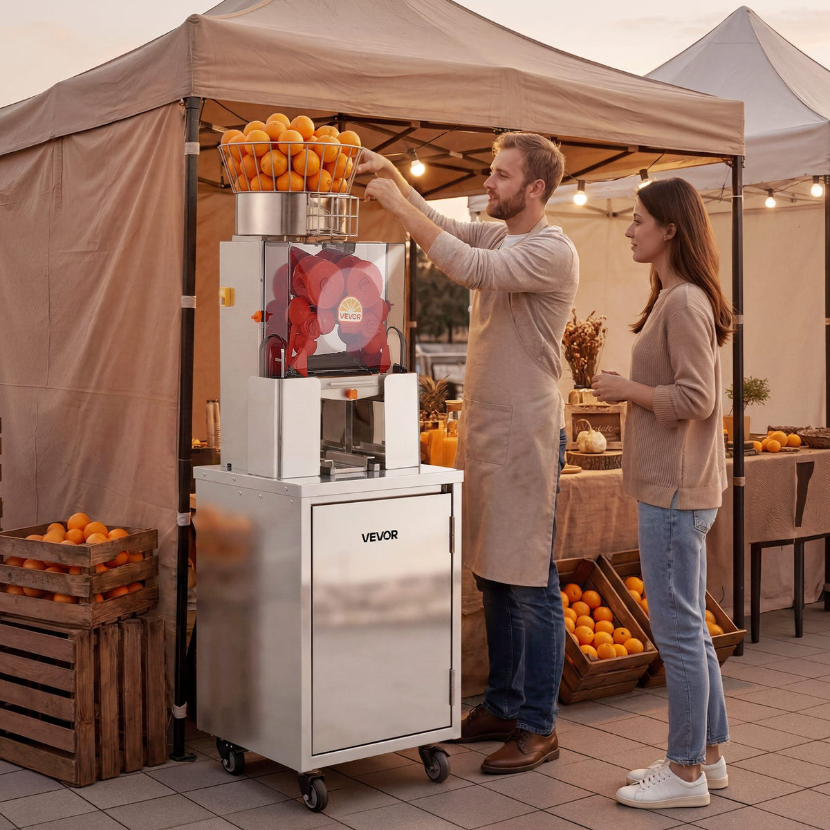 VEVOR Movable Base Cabinet for Orange Juicer, Thickened Stainless Steel Cabinet, 4 Swivel Casters, Compatible with VEVOR NS2000E-4\NS2000E-4P Fully Automatic Feed Orange Juicer, Easy Installation - CZJKYDDXQZDJF08TS001V0 - view 9