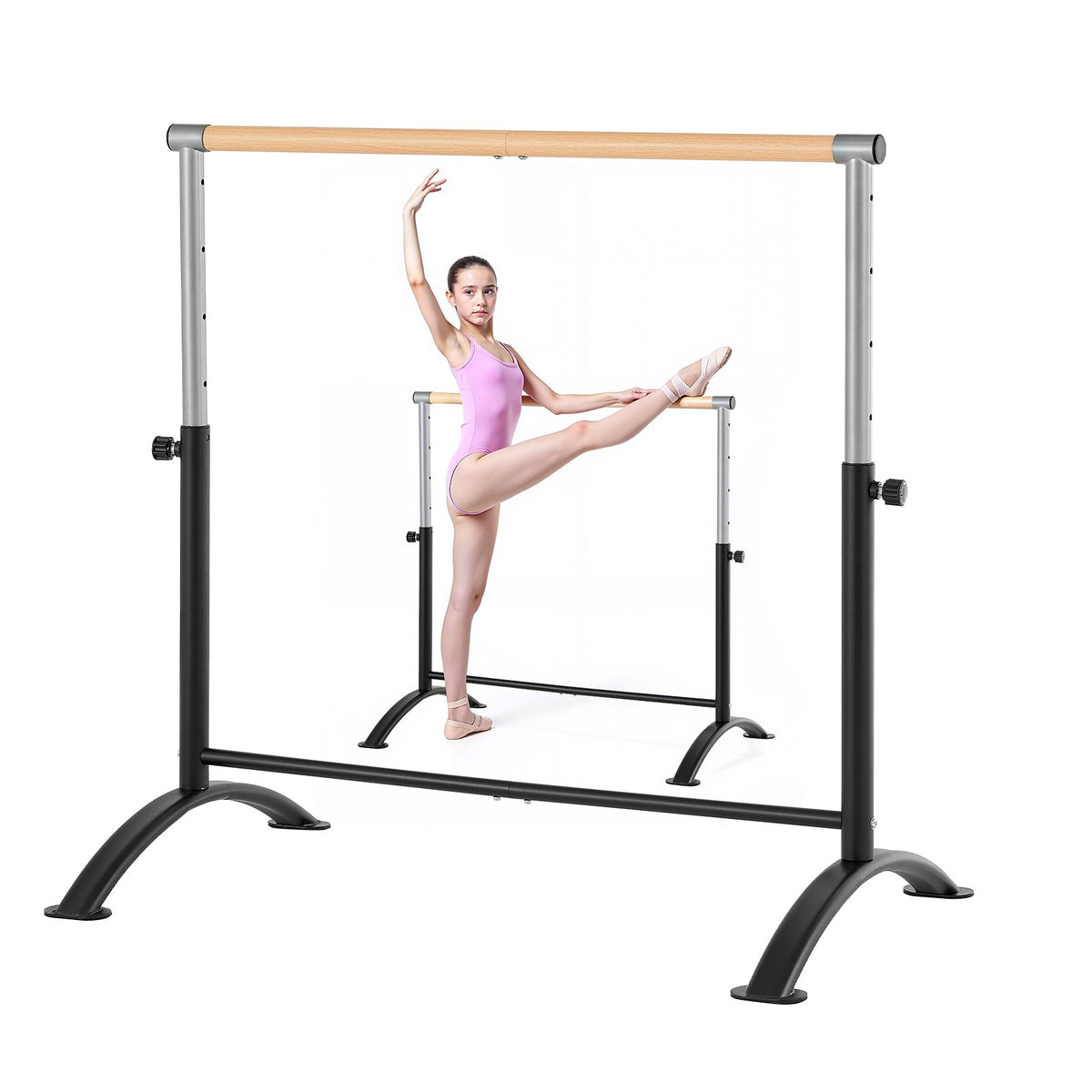 VEVOR Ballet Barre, 4 Ft Barre Bar for Home, Freestanding Portable Ballet Stretching Dance Bars, Height Adjustable Anti-Wobble Fitness Gym Studio Equipment, for Pilates Balance Workout - CZLDBLWG1GHGD1TXN001V0 - view 1