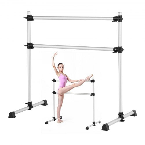 VEVOR Ballet Barre, 4 Ft Aluminum Double Barre Bar for Home, Freestanding Portable Ballet Stretching Dance Bars, Height Adjustable Anti-Wobble Fitness Studio Equipment, for Pilates Balance Workout - CZLDBLWG2GHGI7MFF001V0 - view 2