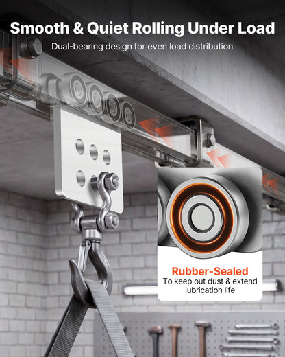 VEVOR 8 Wheel Trolley Assembly Rollers, 4 Pcs 3000 lbs Load, Dual Bearing Trolley Assembly for 1-5/8" Wide and All 1-5/8" or Taller Strut Channel, Heavy Duty Sliding Track System for Warehouse Garage - CZLXCZBX4JZ3TUKE6001V0 - view 5