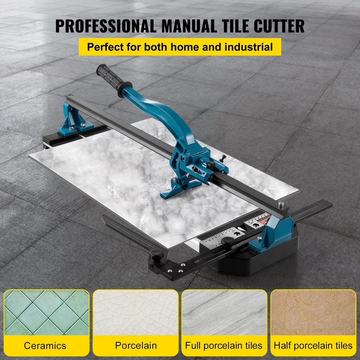 VEVOR Manual Tile Cutter, 24 inch, Porcelain Ceramic Tile Cutter with Tungsten Carbide Cutting Wheel, Infrared Positioning, Anti-Skid Feet, Durable Rails for professional installers or beginners - CZQGJ600MMSDDGDZCV0 - view 2