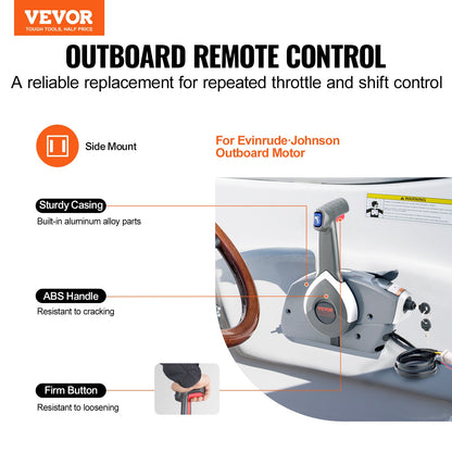 VEVOR Boat Throttle Control, 5006180 Side-Mounted Outboard Remote Control Box for Evinrude Johnson, Marine Throttle Control Box with Power Trim Switch and Lanyard - CZSCYMKZQEVIMZ0MCV9 - view 3